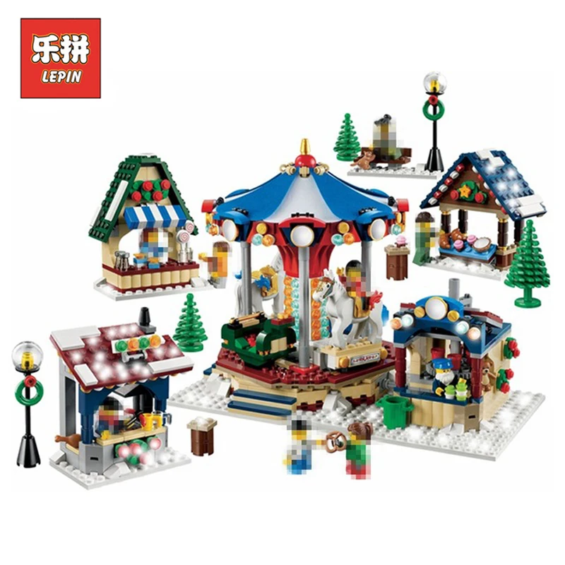 

In Stock Lepin Sets 36010 1412Pcs Creative Figures Winter Village Market Model Building Kits Blocks Bricks Kids Toys Gift 10235