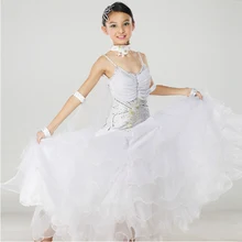 Одежда высшего качества элегантные Для детей девочек розовый белый Tango платье для танцев бальные танго платья