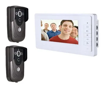 

MOUNTAINONE 7"Colorful Video Door Phone Doorbell Intercom Kit IR Night Vision Camera Monitor for Home Security 2cameras+1monitor