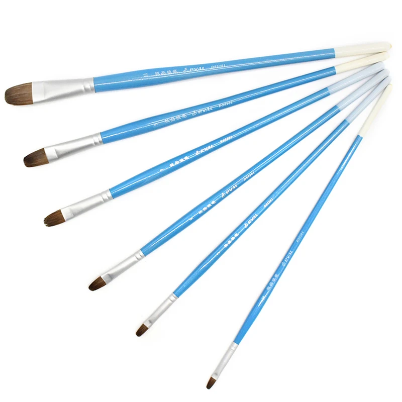 

6 pcs / lot weasel hair Painting Brushes Artist Hair Filbert Acrylic Watercolor Gouache Brush Set water-colour paint brush