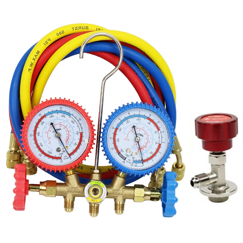

With 1/4'' SAE Hose R134a R12 R22 R404a A/C Manifold Gauge Set For Household/Automobile Air Conditioning Various Combinations
