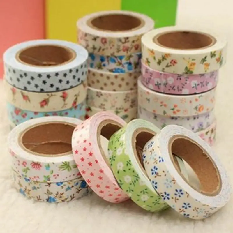 

400cm Partysu Style Floral Pattern Fabric Tape Card Masking Gift Present wrapping scrapbooking Decor Tape DIY mamual Stickers