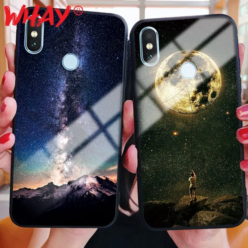 Чехол из закаленного стекла для Xiaomi Mi A2 Lite A1 Роскошный чехол задней панели