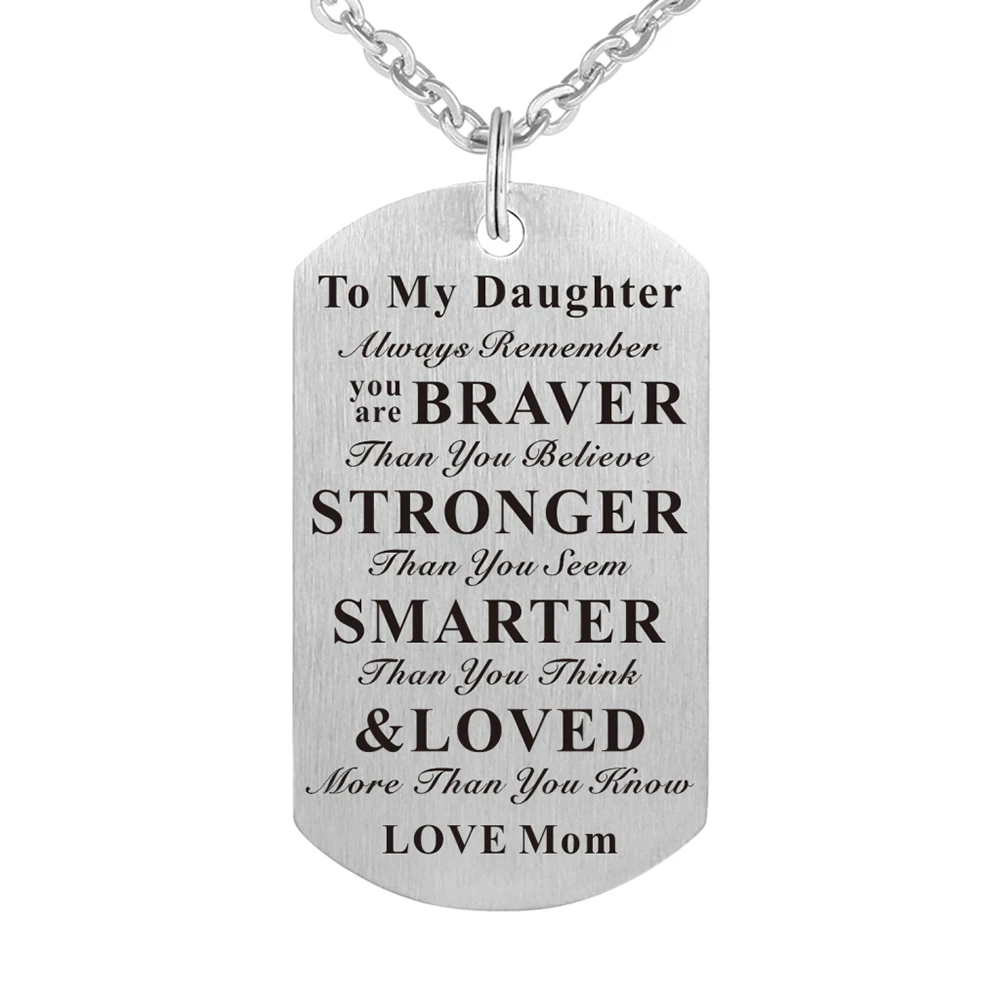 

Stainless Steel Mom Gift for Daughter Pendant Necklace Dog tag Jewelry from Mother Mom