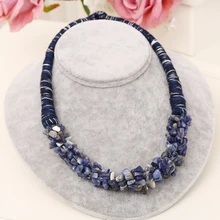 Сплошной цвет DIY летний Стиль пляжная веревка цепочка с натуральным камнем колье ожерелье массивные женские подарки
