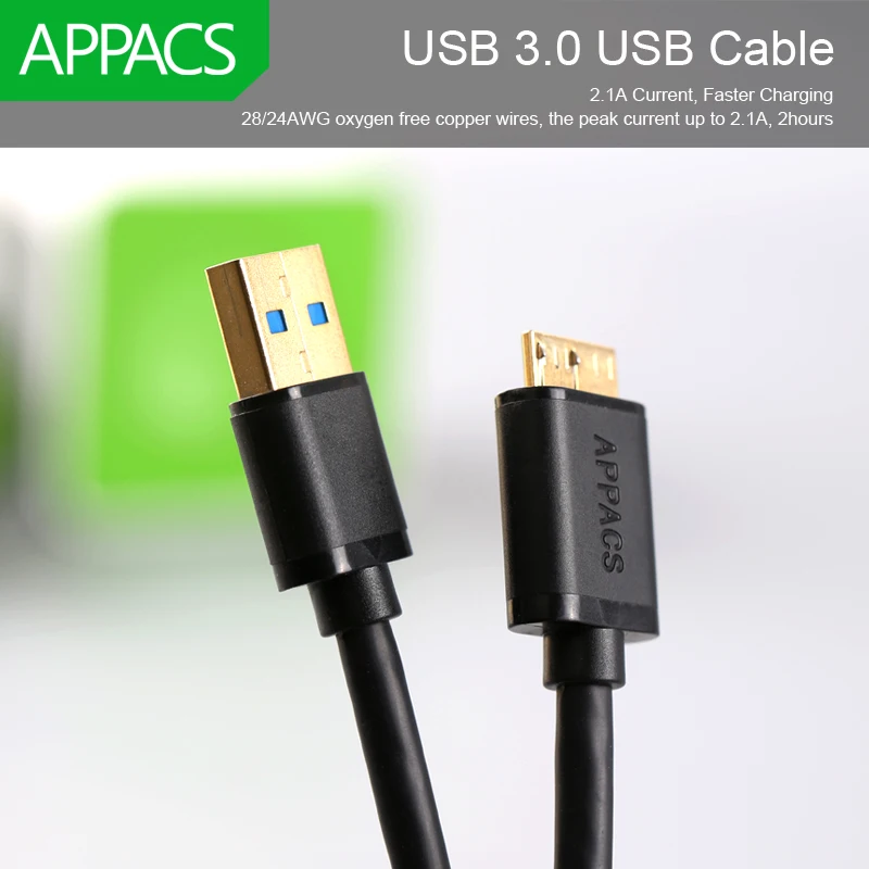 APPACS высокоскоростной Micro USB 3,0 кабель для быстрой зарядки и синхронизации данных USB 3,0 A Мужской к Micro B Мужской USB кабель для samsung Note 3 S5 HD