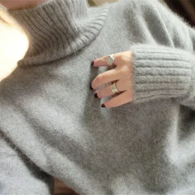 Осень зима толстый кашемировый женский свитер с высоким воротом длинный вязаный пуловер с открытыми плечами Sueter Mujer Invierno размера плюс