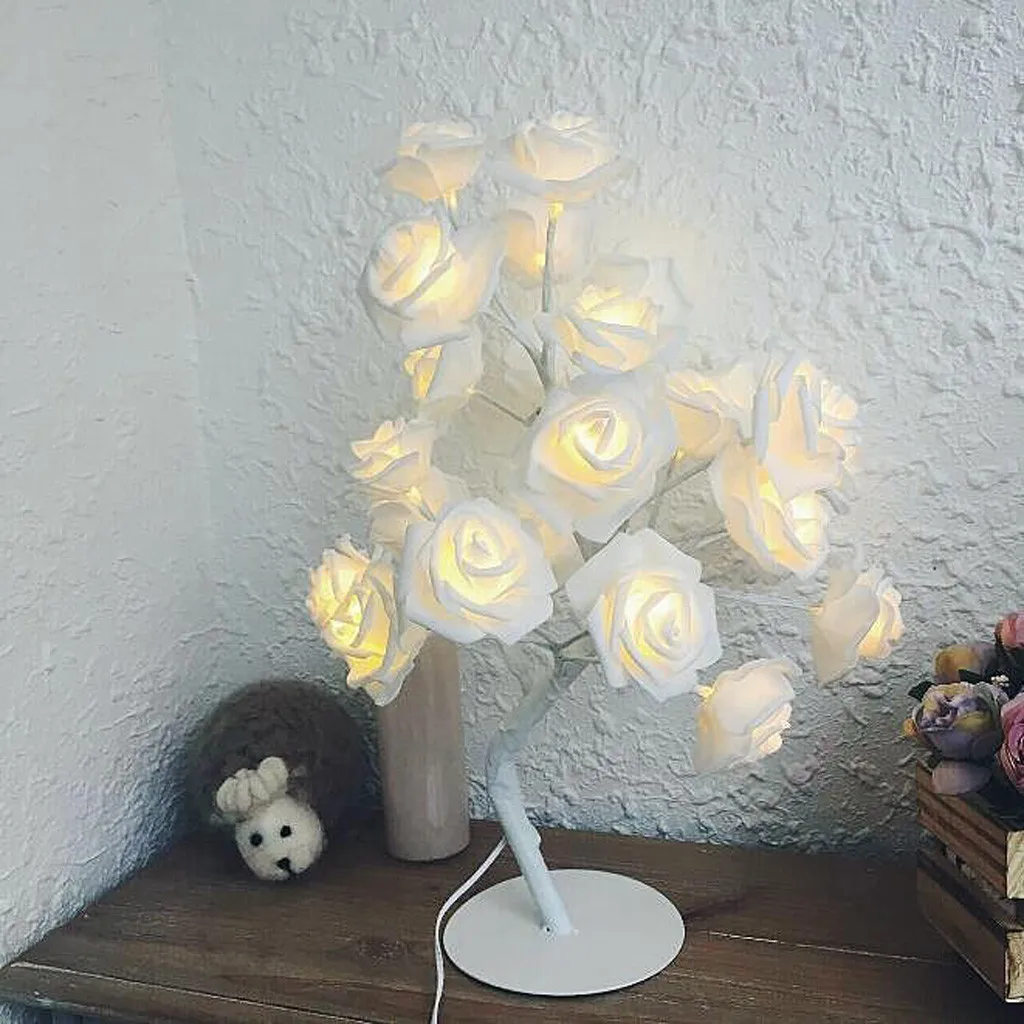 

LED Rose Flower Wreath String Lights Fairy Wedding Party Decoration