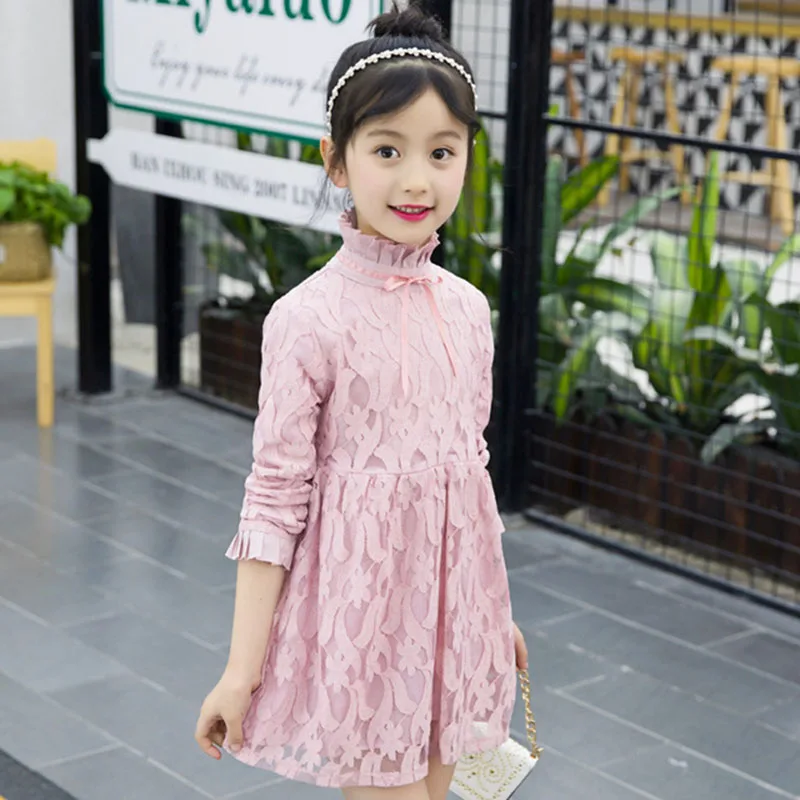 

2018 Spring Autumn Girls Lace Princess Dresses For Kids Party Dress Long Sleeve Girls Clothes Children Dress 4 6 8 10 12 Yerars