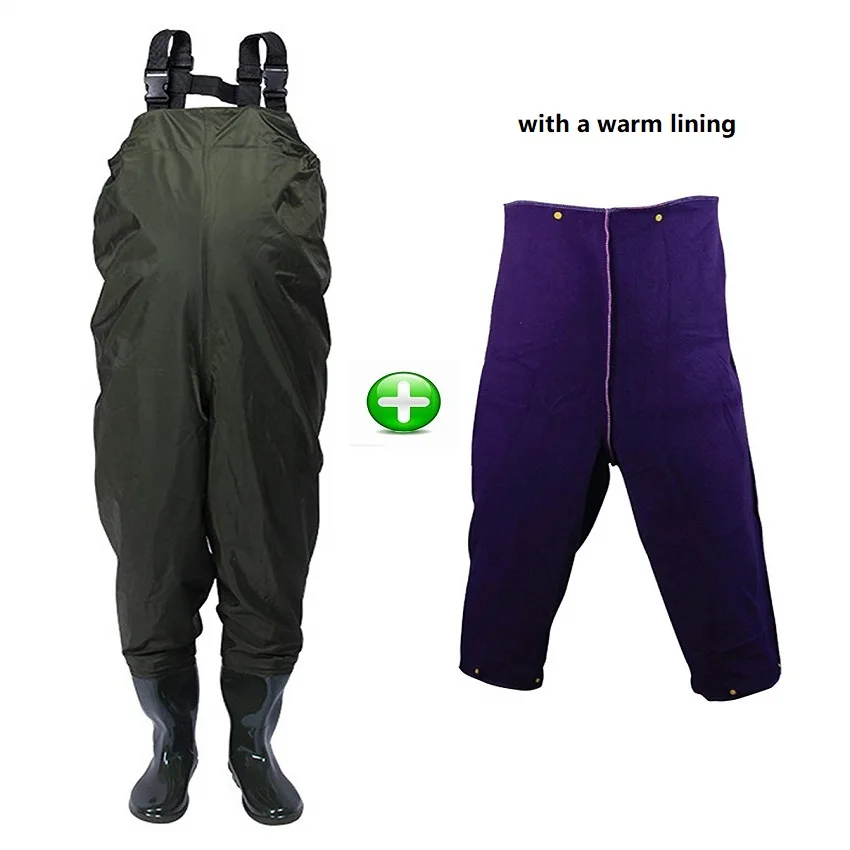 Грудь болотные с теплой подкладкой для мужчин хип Waders 100% водонепроницаемый ПВХ
