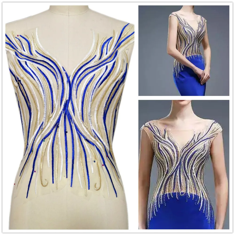 

Good Use Supplying Yellow Royal 20x53cm Embroidered Sewing Wedding Decoration Dress Clothing Diy Patch Applique Designer Sew on