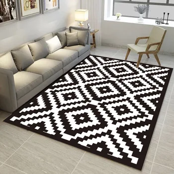 

Black And white Geometric pattern carpet Trend 3D printed Rugs and carpets Living room coffee table Yoga sofa Antiskid Floor Mat