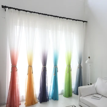 

Tulle Curtains 3d Printed Kitchen Decorations Window Treatments American Living Room Divider Sheer Voile curtain Single Panel