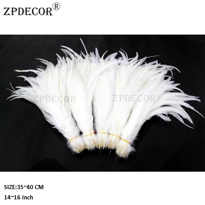 

34-40 CM 14-16 Inch Snow White Rooster Feathers For Crafts