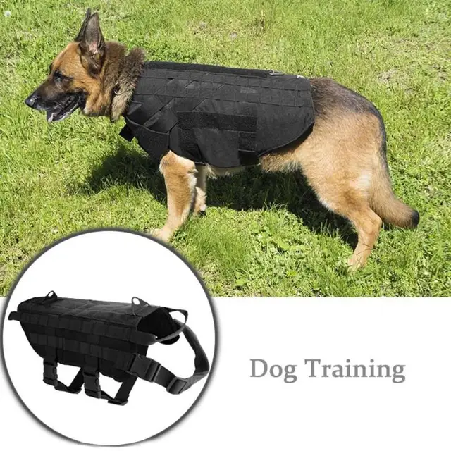 Tactical Dog Vest Harness Military Molle Army Green Harness For Small Medium Large Dogs Patrol Training Size S M L XL