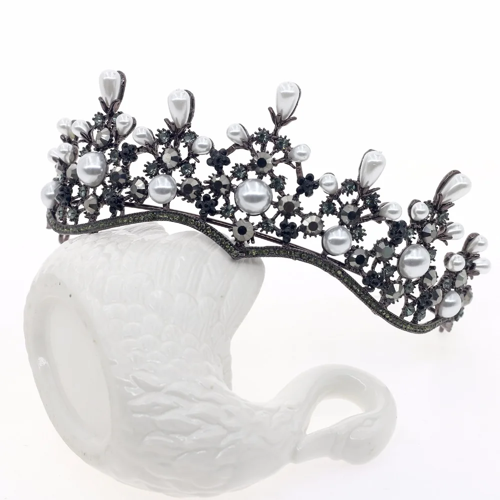 

Vintage Baroque Queen King Bride Tiara Crown For Women Headdress Prom Bridal Wedding Tiaras and Crowns Hair Jewelry Accessories
