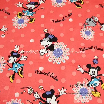 

140*100cm Flower Minnie cotton Fabric Baby Wallpapers/Diy Handmade Craft Bedding Home Cloth Purse Quilt