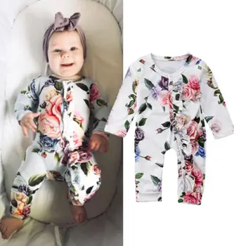 

Baby Girl Long Sleeve Floral Romper Clothes Newborn Infant Baby Girls Cotton Flower Romper Jumpsuit Outfits Clothes