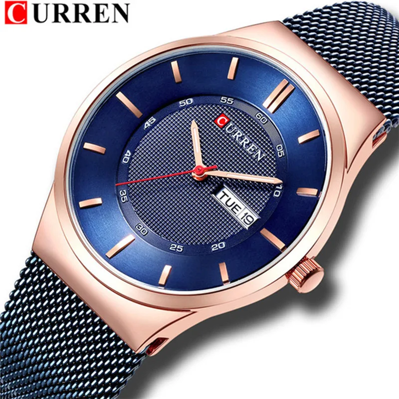 

CURREN Watches Luxury Men's Watch Military Waterproof Stainless Steel Mesh Quartz Men's Watches Fashion Watch Relogio Masculino