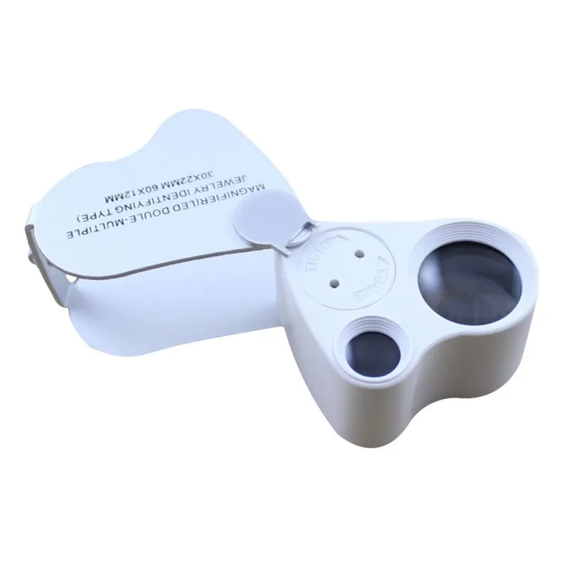 

30X 60X magnifying glass Illuminated magnifier glass loupe Dual Lens lam Jewelry Appraisal tool with led light