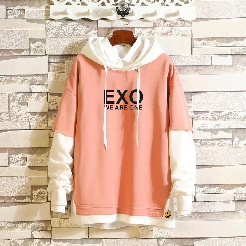 Harajuku модные негабаритные толстовки с капюшоном EXO Kpop Толстовка EXO WE ARE ONE K Pop одежда пуловеры топы хип хоп Уличная 5XL - Цвет: pink 1