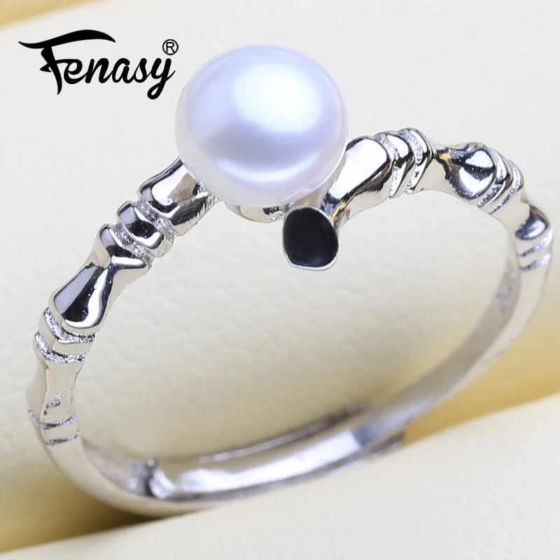 

FENASY Pearl jewelry casual female ring natural freshwater pearl rings for women Jewelry brand jewelry with ring box