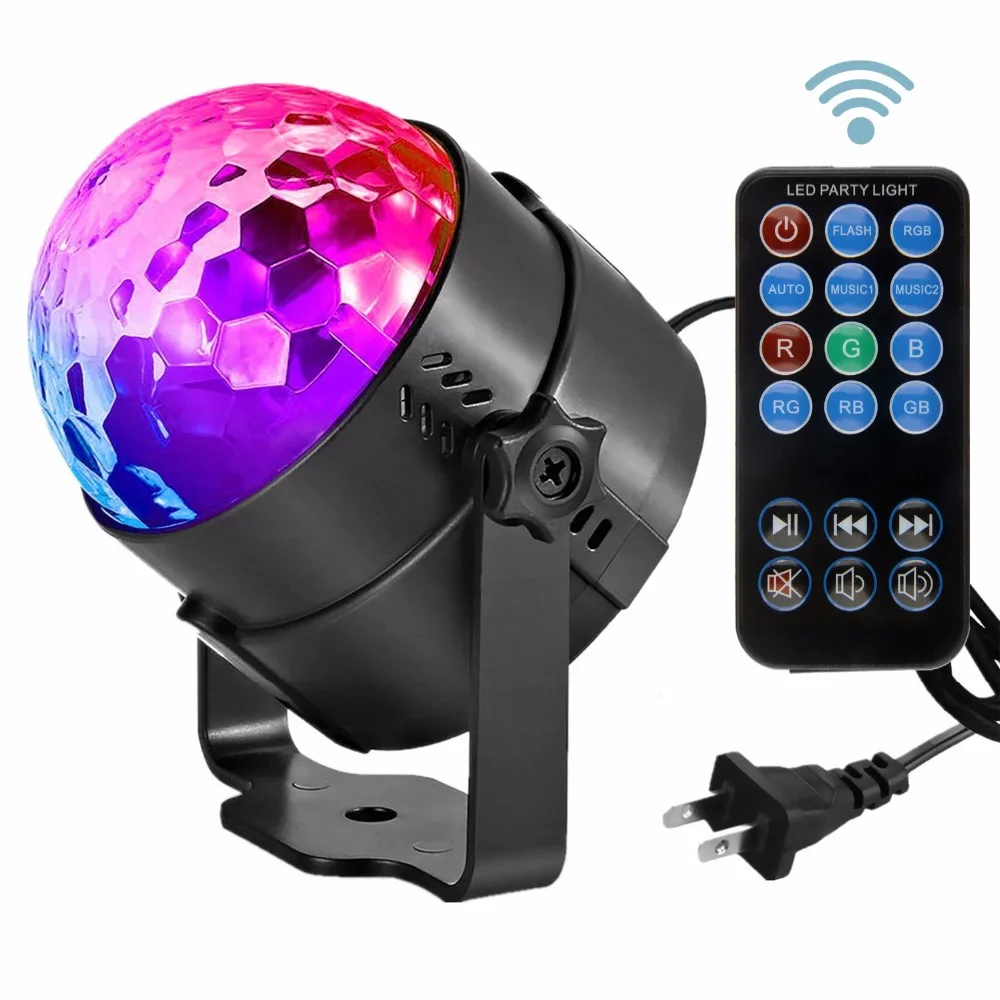LED хрустальный магический шар Диско Свет Мини RGB сценическое освещение лампа US/EU