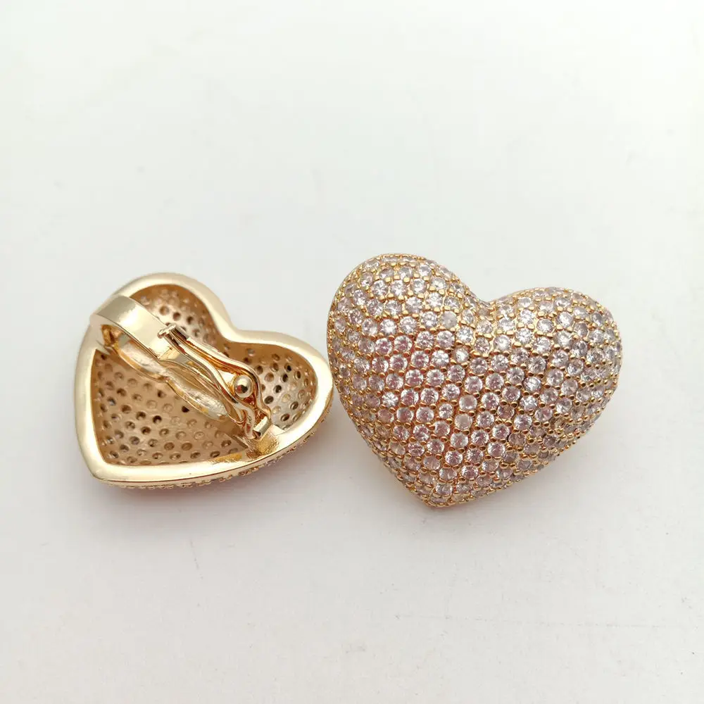 

Cubic Zircon Micro pave heart fixed interlayer clasp clip double connector DIY Jewelry Findings
