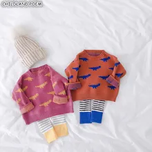 Свитера для мальчиков; сезон осень-зима; Детский свитер с динозавром для мальчиков и девочек; кардиганы для малышей; свитера для маленьких девочек; хлопковый свитер для маленьких мальчиков