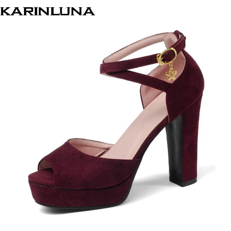 

KarinLuna Large Size 32-43 Sexy High Heels Platform Peep Toe Women Shoes Sandal Summer Party cross-strap Sandals Woman