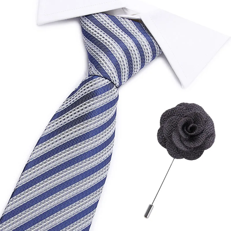 

StripedTie Male Korean Version 7.5cm Small Narrow Version of The Formal Business Wedding Neckties Red Blue Black Silver Tie
