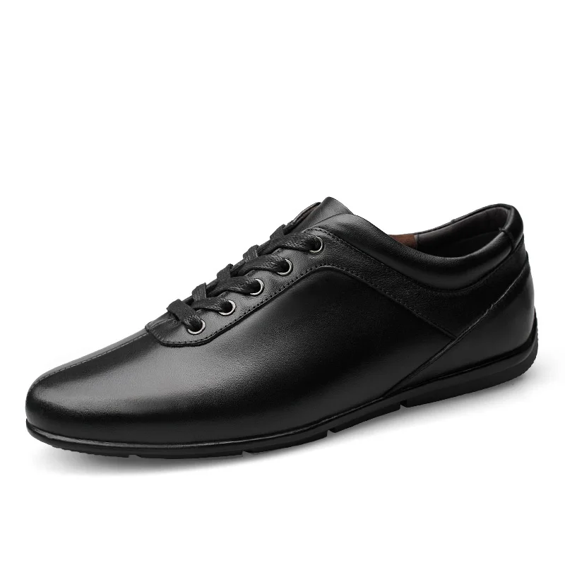 

Plus Size Genuine Leather Men Casual Shoes Lace Up Male Flats Shoes Luxury Comfortable Man Fashion Soft Sneakers