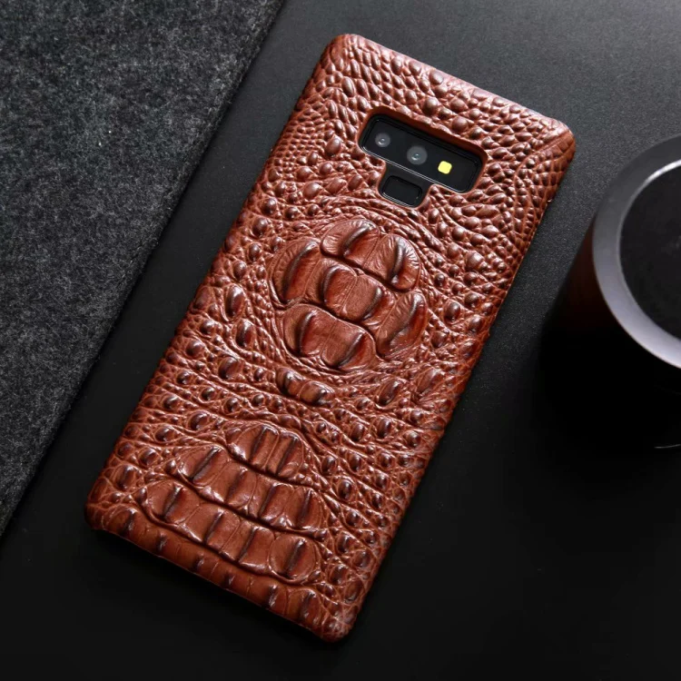 

CKHB Real Genuine Leather Case for galaxy note 9 8 Phone Luxury 3D Crocodile Pattern Retro Vintage Hard Slim Cover Cases