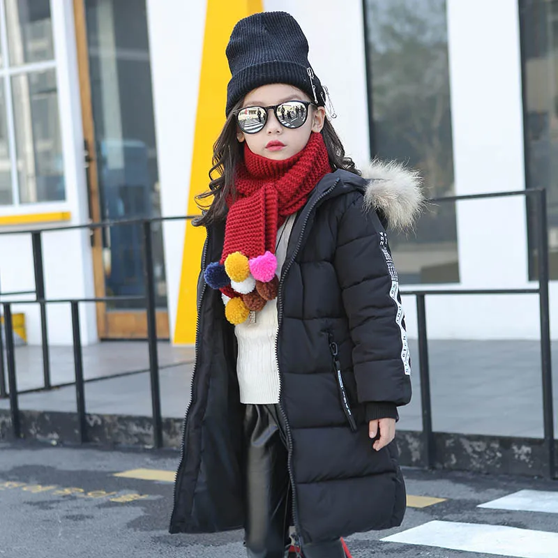 

2017 New 120-160cm Children Jackets Thick Cotton-Padded Jackets for Girls Warm Faux Fur Coat Kids Long Outerwear