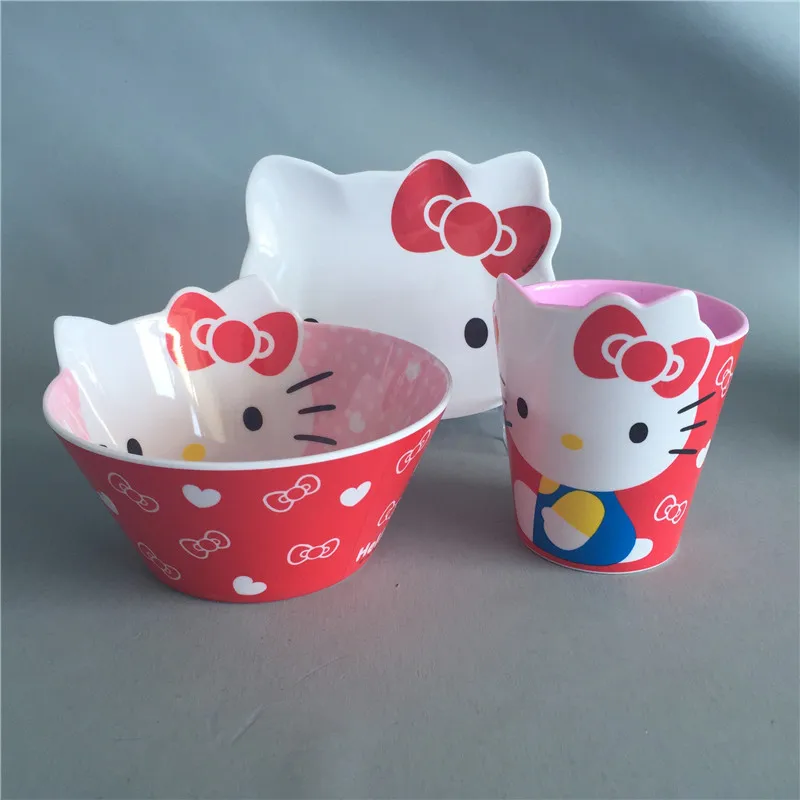 3 pcs / set Baby Feeding Set with Bowl Plate Forks Spoon Cup Dinnerware Set Melamine Children's Tableware Animal Cartoon Bamboo 3 pcs / set Baby Feeding Set with Bowl Plate Forks Spoon Cup Dinnerware Set Melamine Children's Tableware Animal Cartoon Bamboo