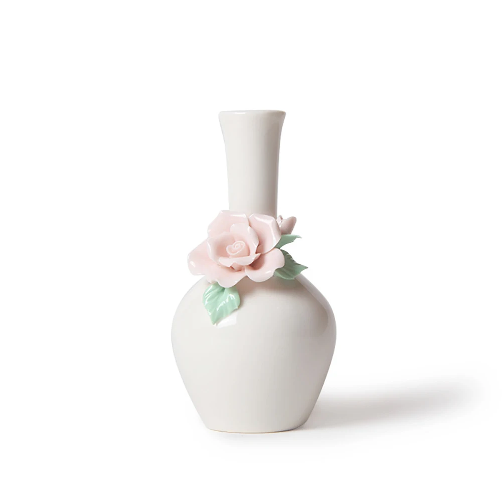 

1Pc Exquisite Handmade Ceramic Vase Solid Color Mini Vase Creative Vase With Simple Flower Desgin White Porcelain Vase For Home