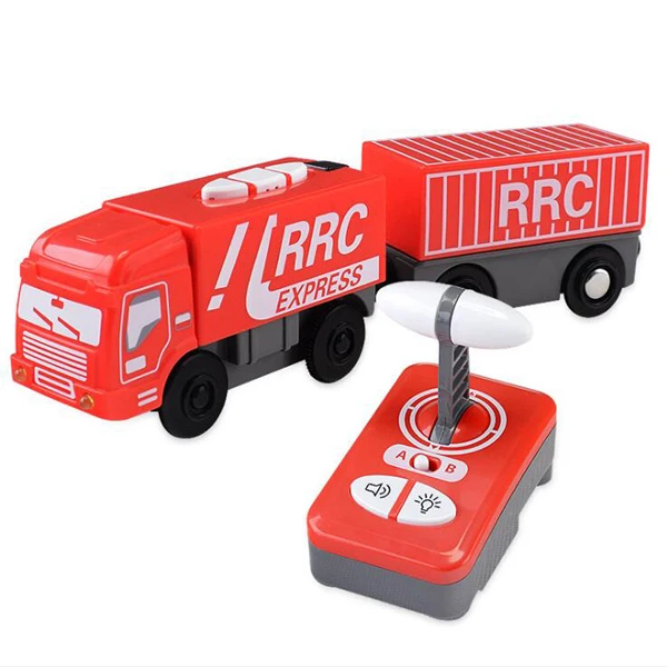 Remote control electric train and truck magnetic link compatible wood track Children remote control car toy Remote magnetic car 30