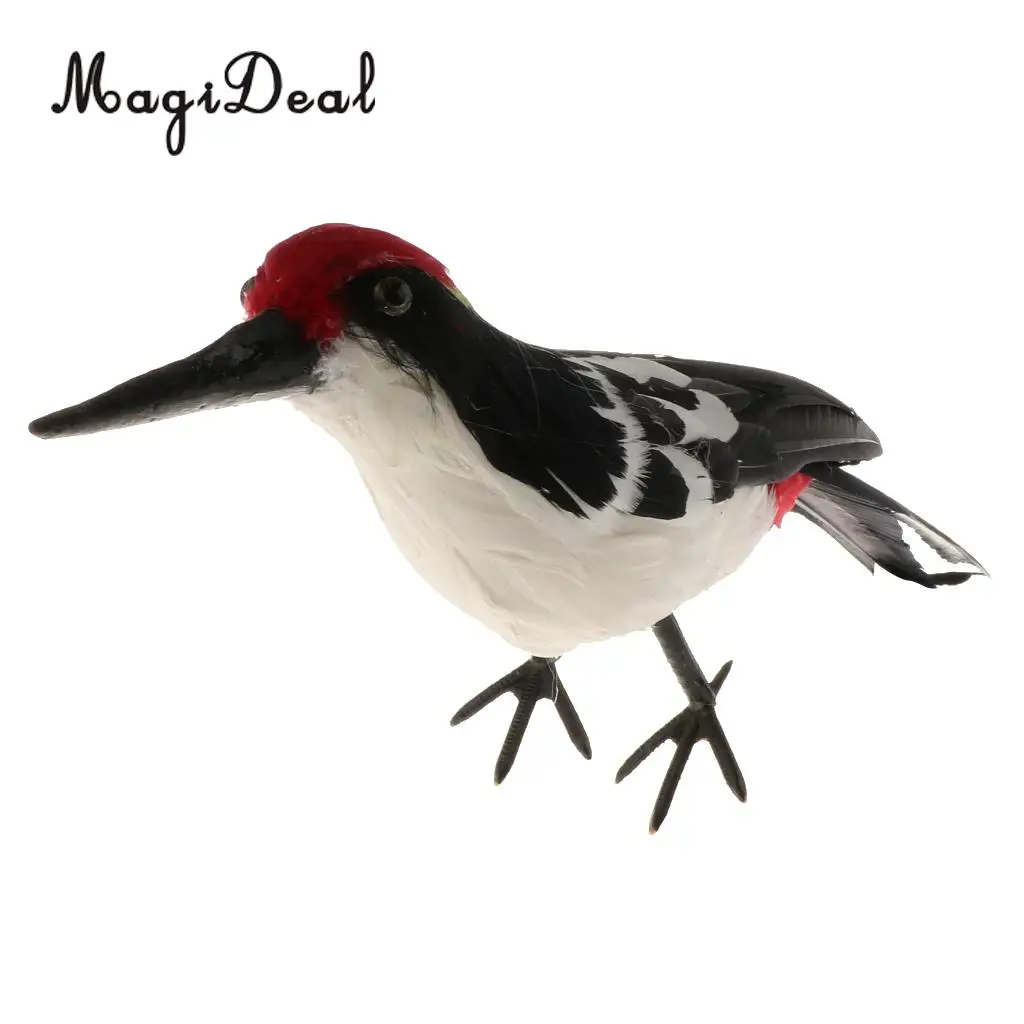 Realistic Artificial Animal Feather Garden Figure Woodpecker Bird Model Home Park Garden Tree Ornament Decor