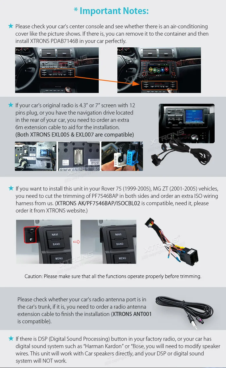 Excellent XTRONS 7 inch Car DVD Player 2 din Radio DAB+Canbus GPS Navigation For BMW E46 / Rover 75 1999-2005 / MG ZT 2001 2002 2003- 2005 3 Excellent XTRONS 7 inch Car DVD Player 2 din Radio DAB+Canbus GPS Navigation For BMW E46 / Rover 75 1999-2005 / MG ZT 2001 2002 2003- 2005 3