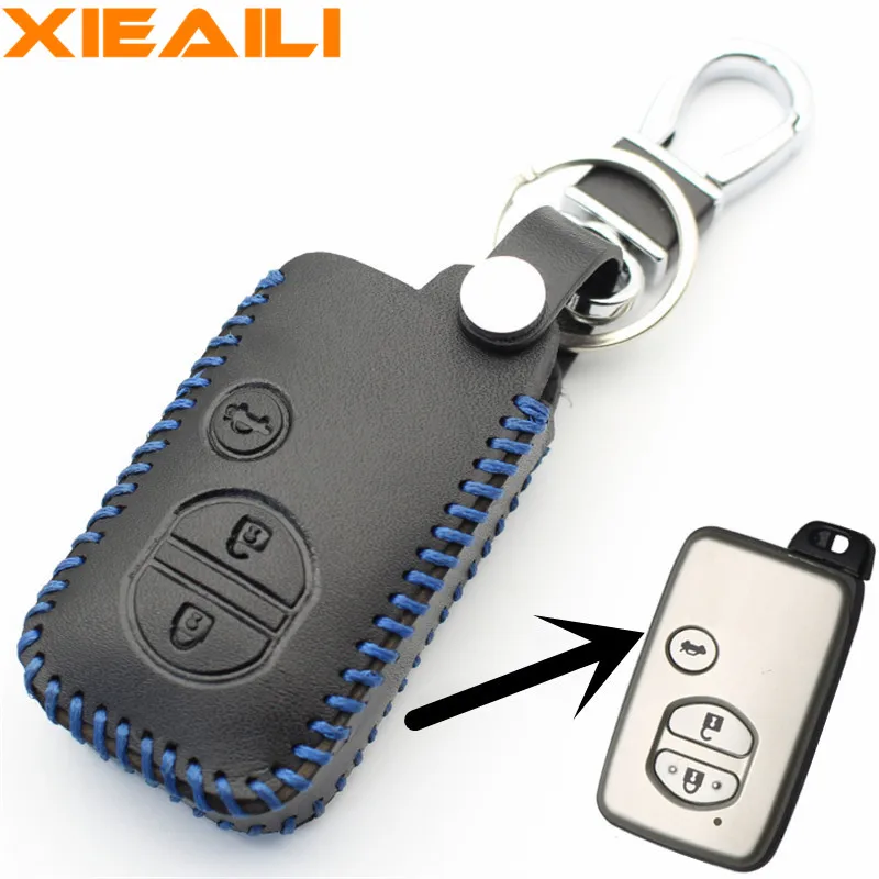 

XIEAILI Genuine Leather Remote Control 3Button Smart Key Case Cover For Toyota Camry/Crown/Highlander/Prado/Prius S07