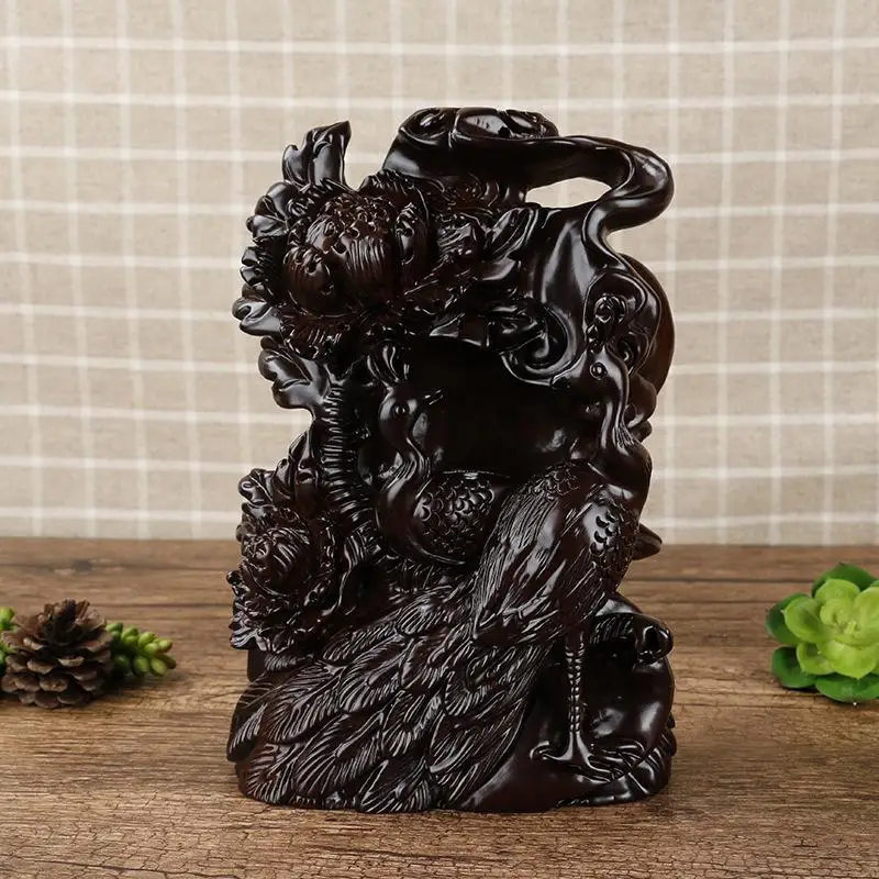 

Black Sandalwood Carved Imitation Antique Incense Burner Holder Buddhist Smoke Backflow Censer Home Office Teahouse Decor