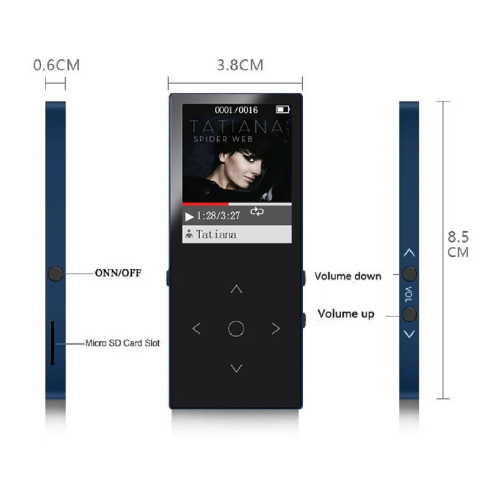Mp3 плеер 2020 с сенсорной кнопкой Bluetooth 16 ГБ Hi Fi музыкальный тонкий портативный