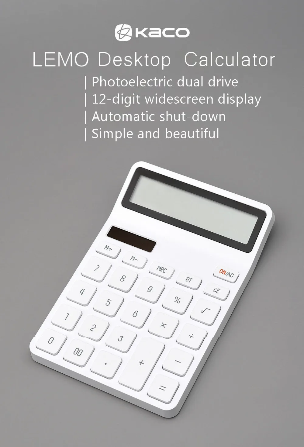 Настольный калькулятор Xiaomi LEMO, фотоэлектрический, двойной, для дайвинга, 12 цифр, автоматическое выключение, для офиса, для бизнеса