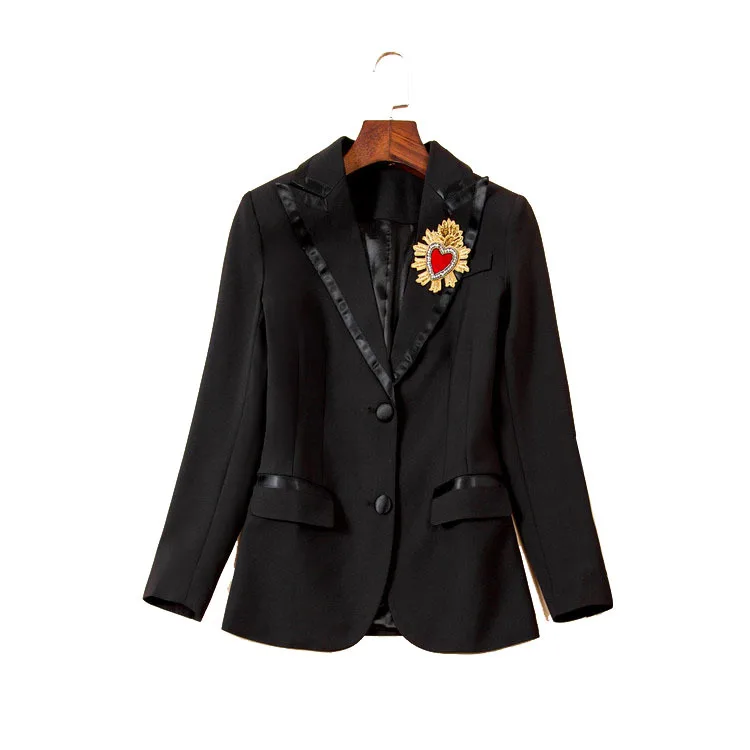 2019 Spring Women's Heavy Industry Love Embroidery Feelings OL Commuter Small Suit Coat Women Women Jackets and Coats
