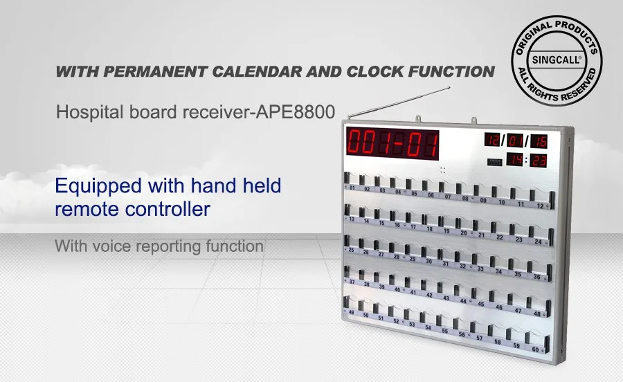 SINGCALL Беспроводная система вызова медсестры Больничная доска панель приемника дисплей оснащен пультом дистанционного управления, с 60 лампами