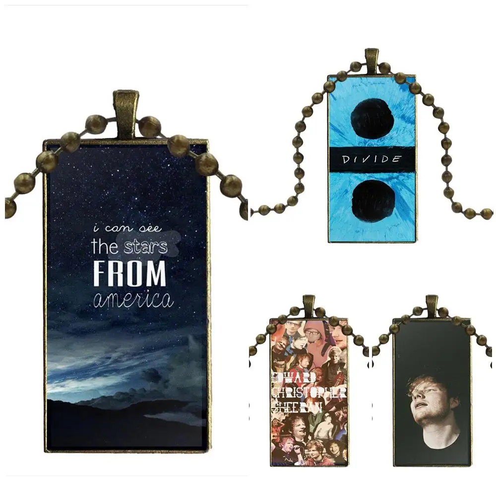 

For Women Gifts Boy Glass Pendant Galaxy Pendant Necklace Women Bronze Plated Necklaces Jewelry Ed Sheeran Diy Colorful