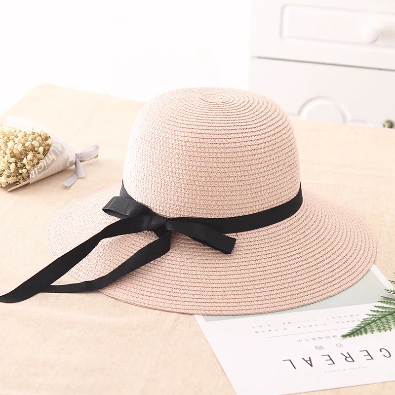 Brand 2019 Spring Summer Visors Cap Foldable Wide Large Brim Sun Hat Beach Hats for Women Straw Hat Wholesale