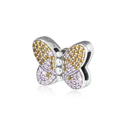 CKK 925 пробы серебряные рефлексионы Bedazzling бабочка очаровательные клипсы Оригинальные украшения подходит рефлексионы браслеты