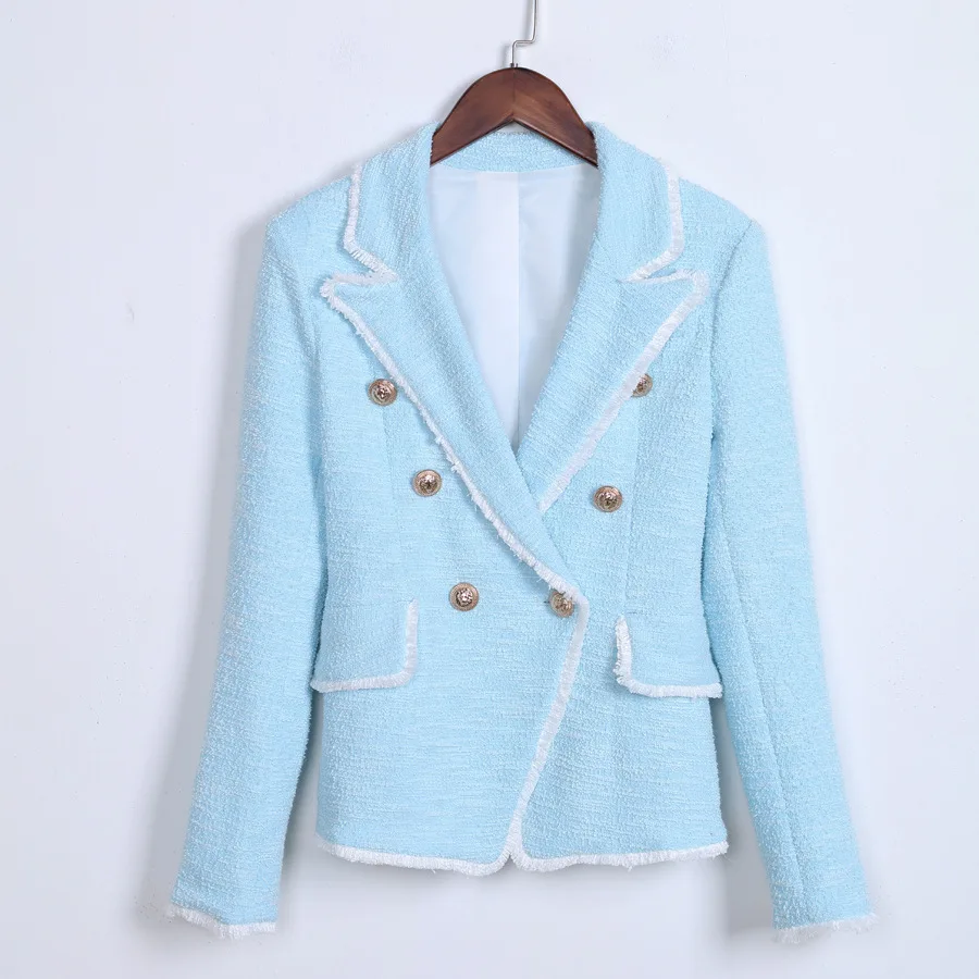 Jacket woman office 2018 Autunm Winter runaway designers Slim blazers for women Elegant Long sleeve double breasted blazer women Jacket woman office 2018 Autunm Winter runaway designers Slim blazers for women Elegant Long sleeve double breasted blazer women