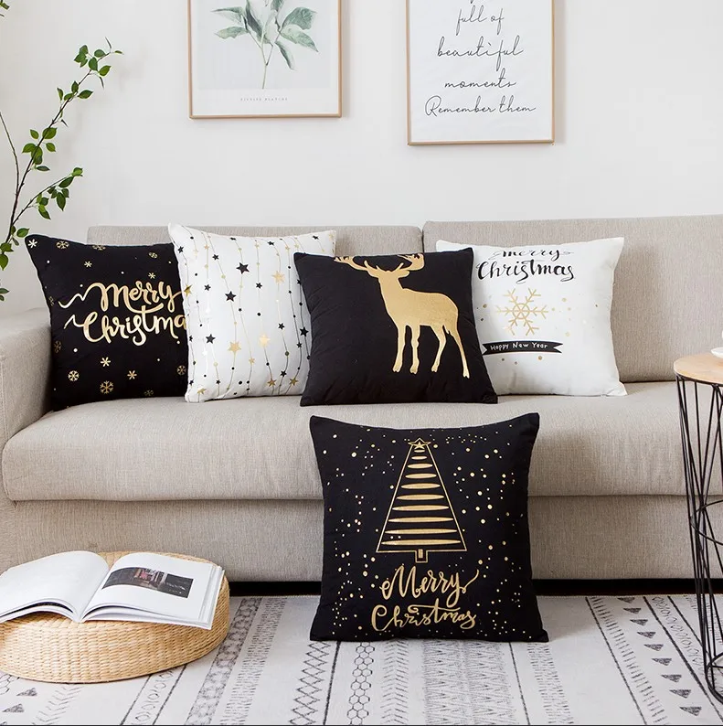 

Modern Geometric Gold Foil Cushion Decorative Pillow Bronzing Cushions Home Pillows Decoration Sofa Throw Pillow 17*17